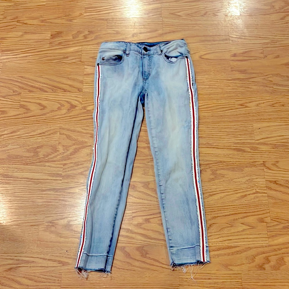 Rhinestone racer lined girls jean pants